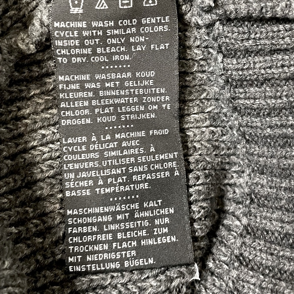 Harley Davidson Ombré Gray Cable Knit Embroidery Front 3/4 Zip Pull Over Sweater - Picture 8 of 12